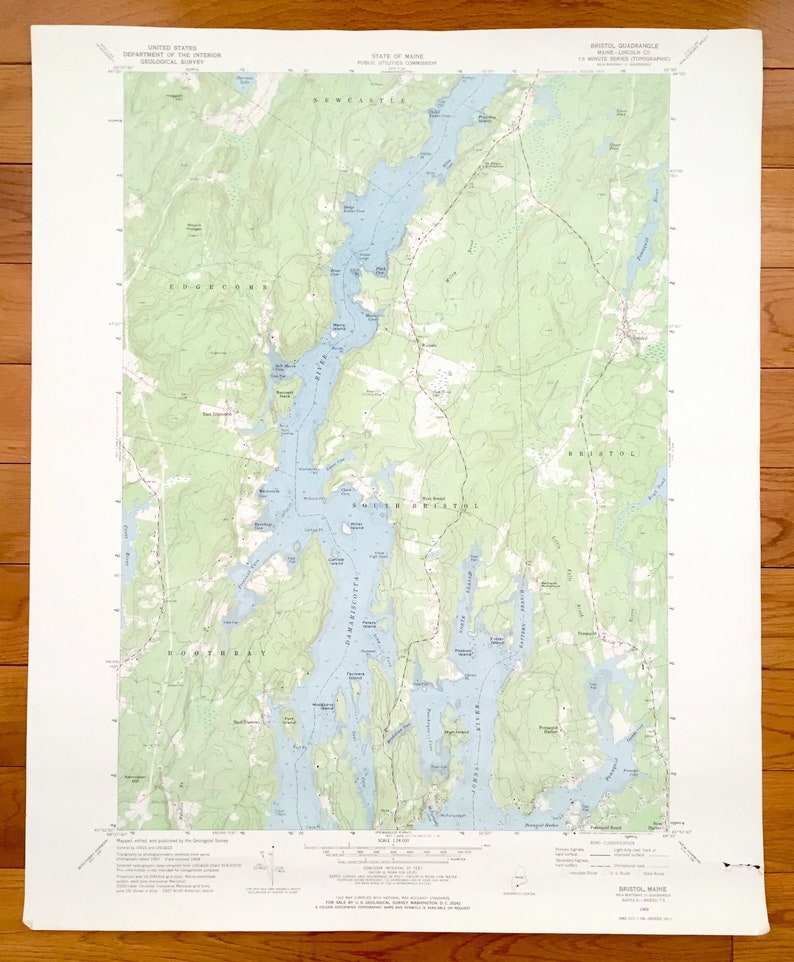 Antique Bristol Maine 1969 US Geological Survey Topographic Etsy Canada