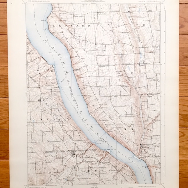 Topographical Map of Seneca Lake Ny Etsy