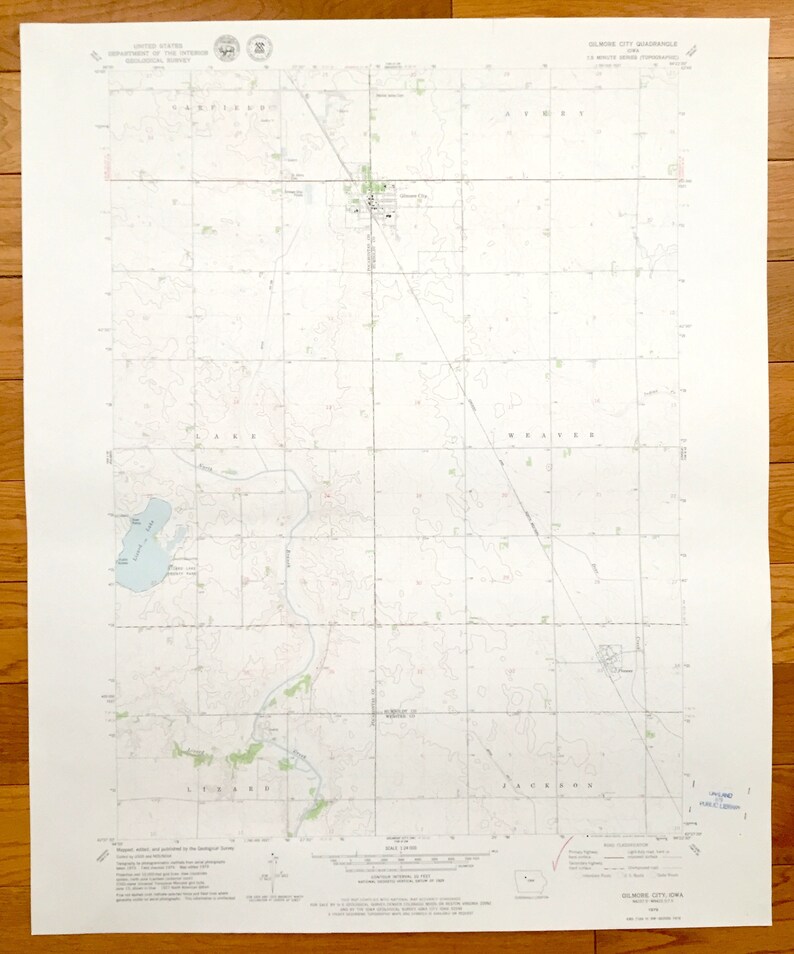 Antique Gilmore City Iowa 1979 US Geological Survey Etsy