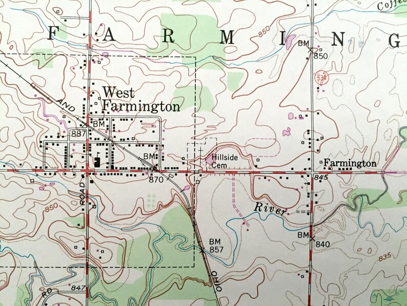 Antique West Farmington Ohio 1952 US Geological Survey Etsy