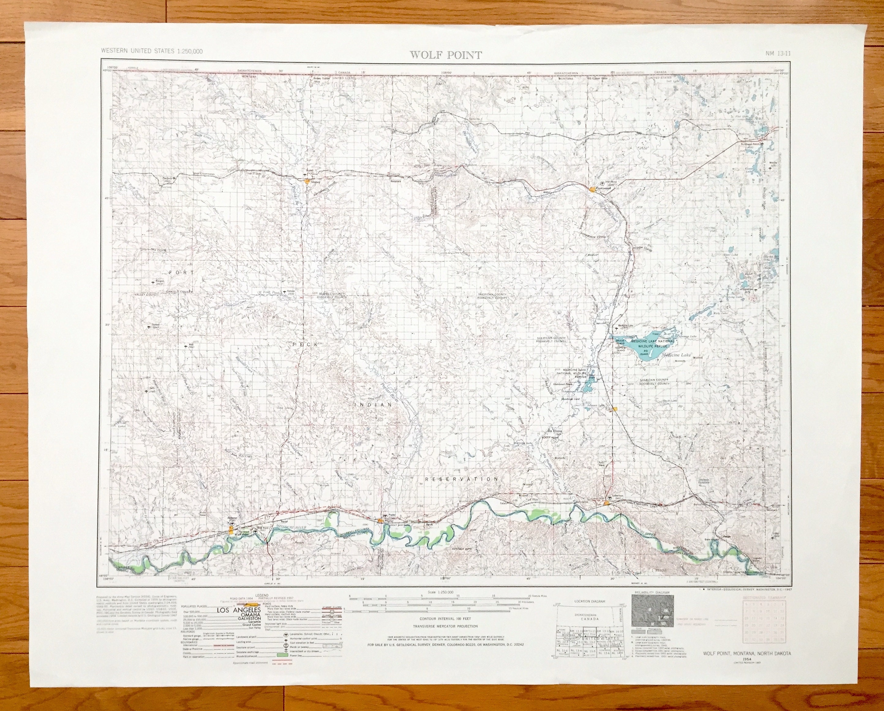 Antique Wolf Point Montana 1954 US Geological Survey Etsy UK