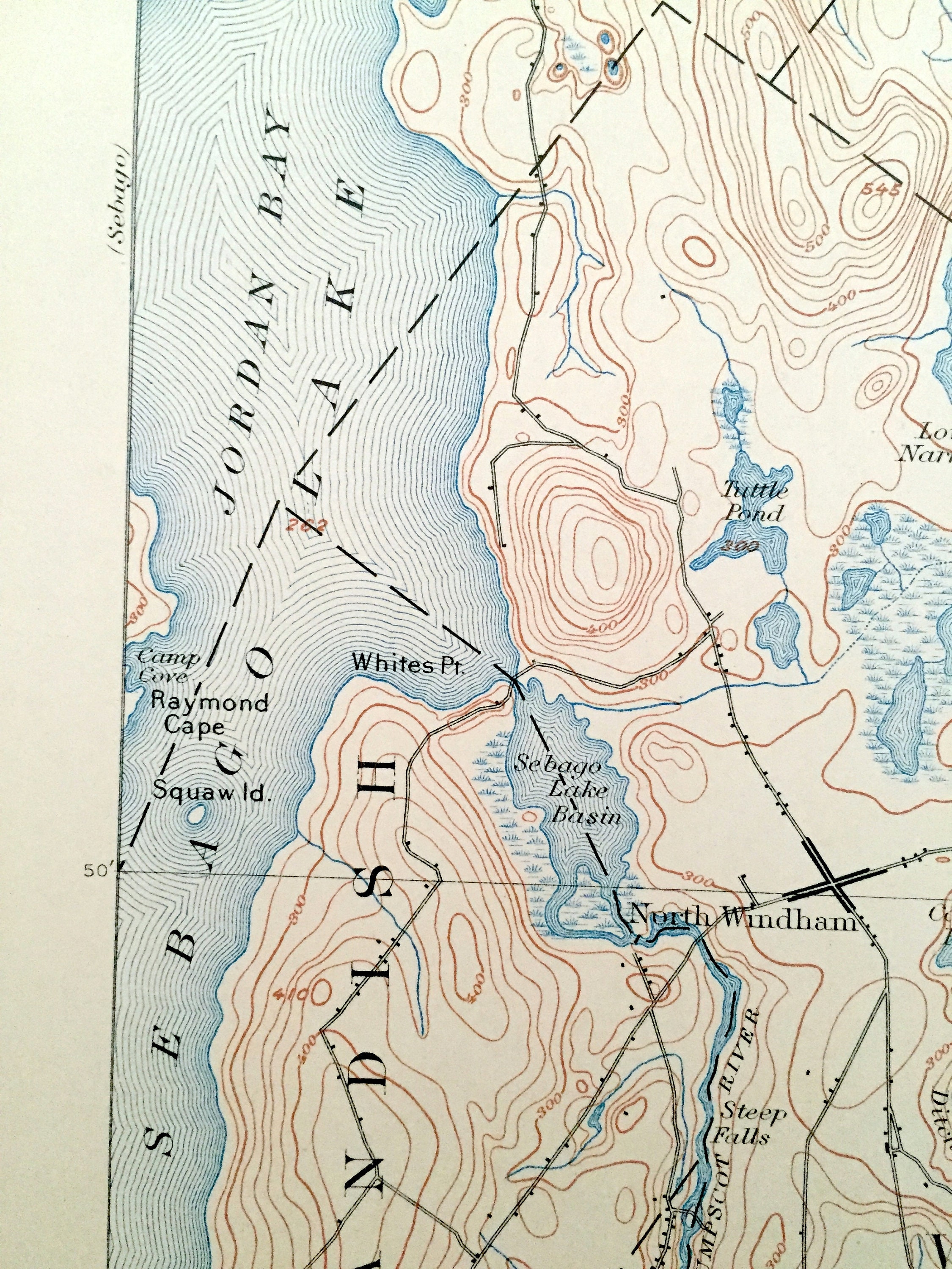 Antique Sebago Lake, Maine 1898 US Geological Survey Topographic Map ...