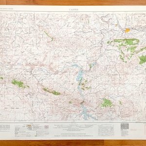 Antique Casper, Wyoming 1962 US Geological Survey Topographic Map – Evansville, Bishop, Alcova, Jeffrey City, Muddy Gap Allendale Bairoil WY