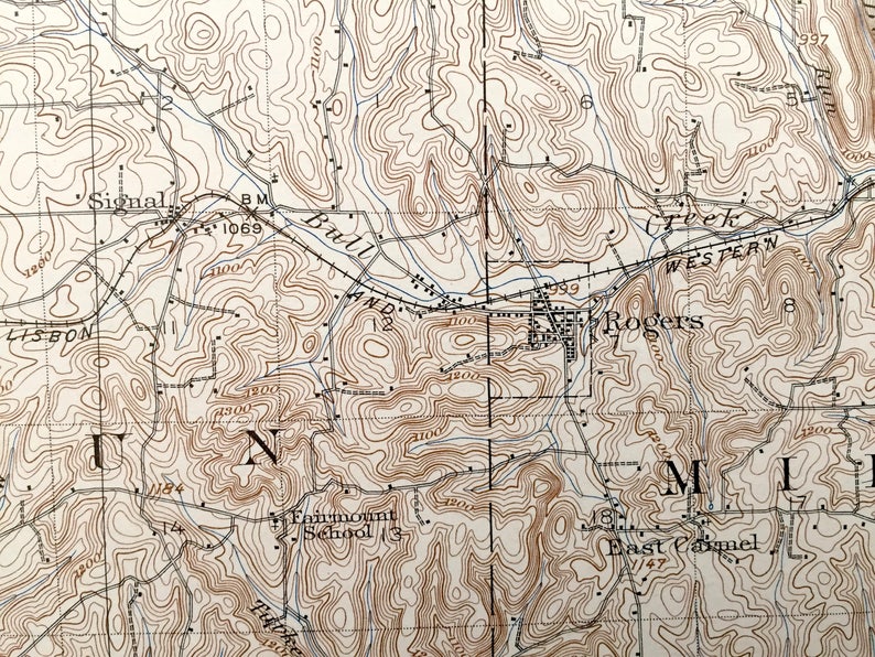 Antique Columbiana Ohio 1909 US Geological Survey Topographic Etsy