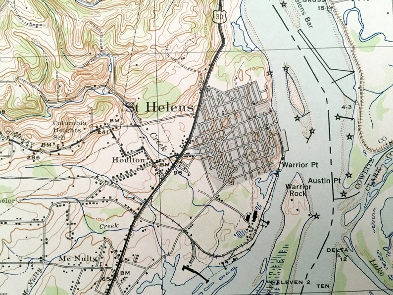 Antique St Helens Oregon 1943 US Army Geological Survey Etsy