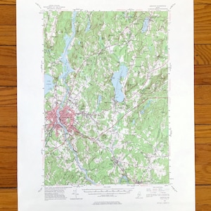 Antieke Lewiston-Auburn, Maine 1956 US Geological Survey topografische kaart – Lisbon Falls, Webster, Greene, Wales, Androdscoggin County, ME