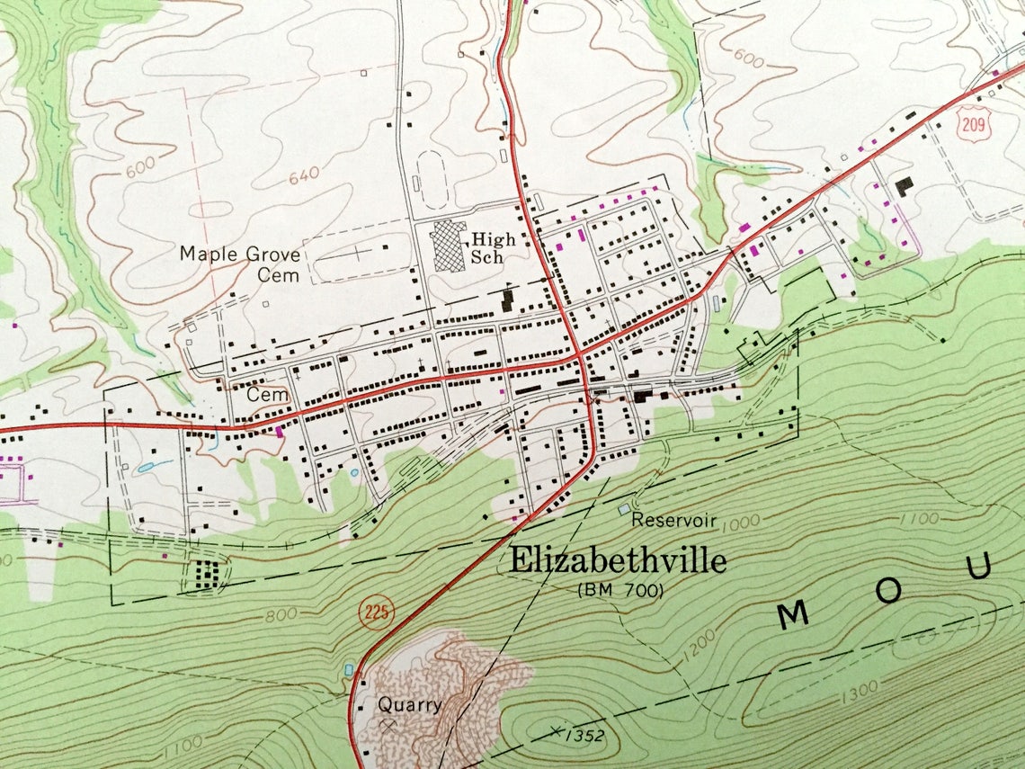 Antique Elizabethville Pennsylvania 1969 US Geological Survey Etsy