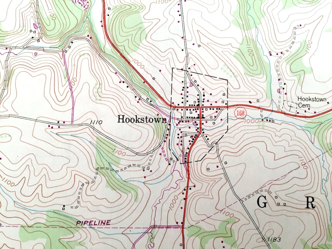 Antique Hookstown Pennsylvania 1954 US Geological Survey Etsy