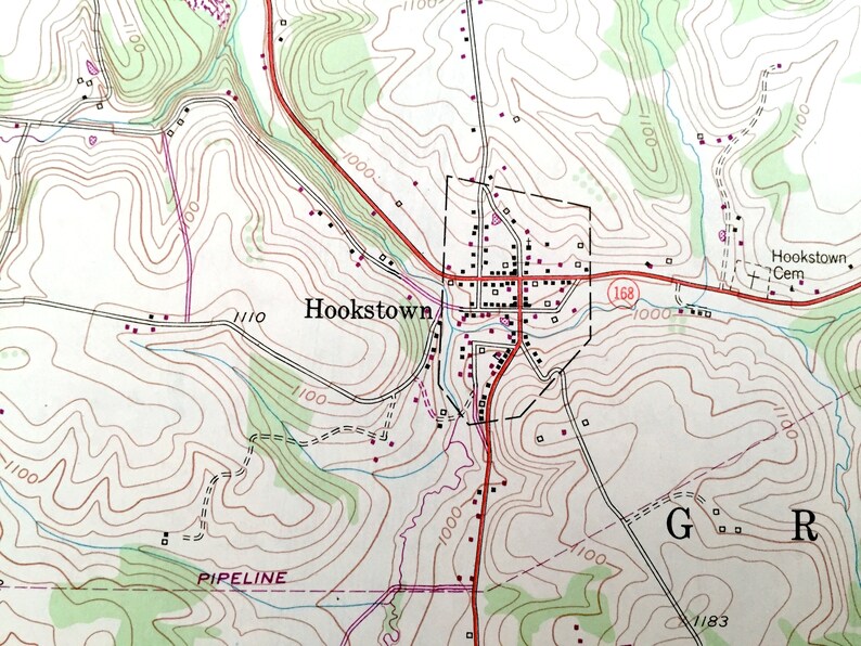 Antique Hookstown Pennsylvania 1954 US Geological Survey Etsy