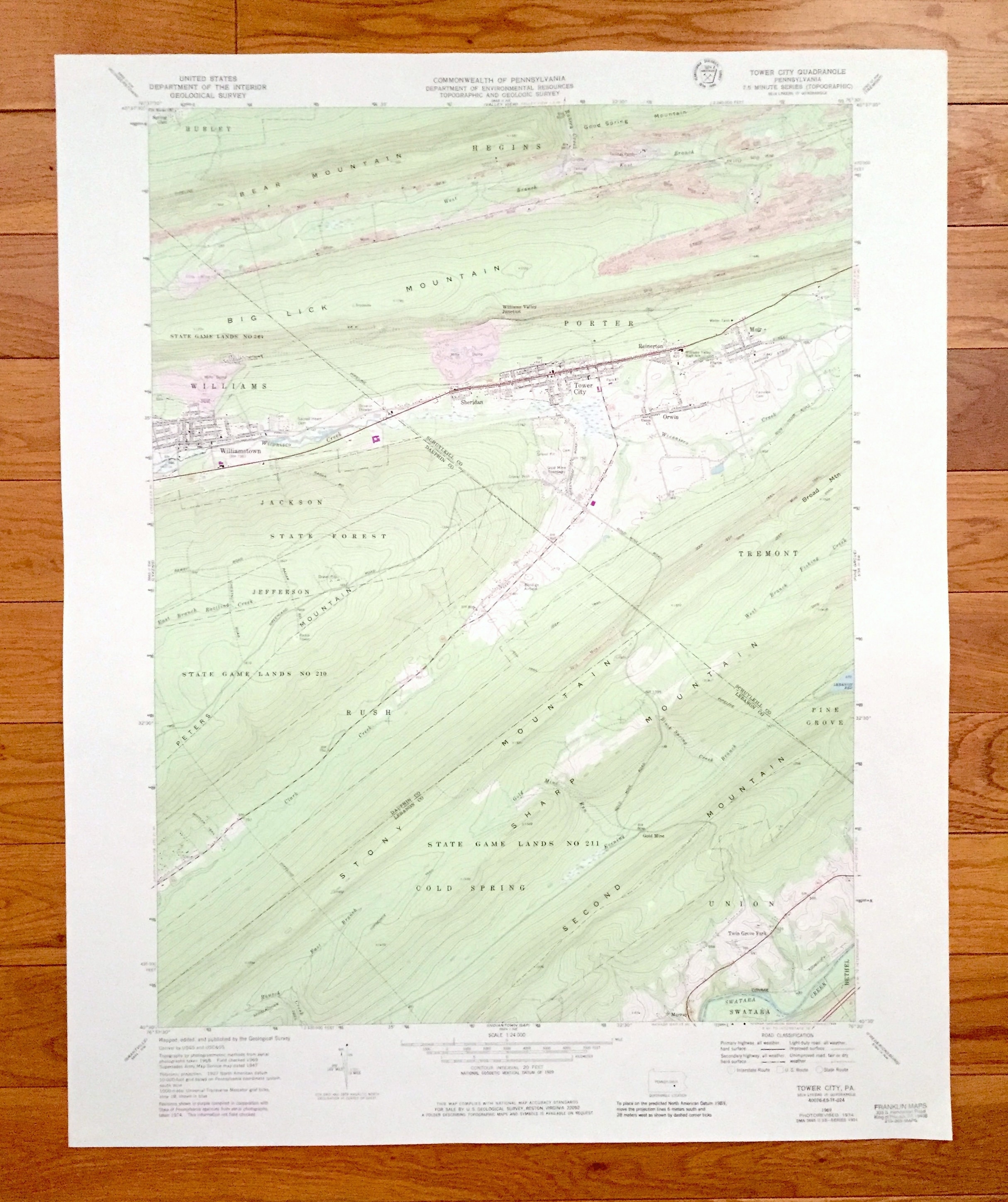Antique Tower City Pennsylvania 1969 US Geological Survey Map Etsy