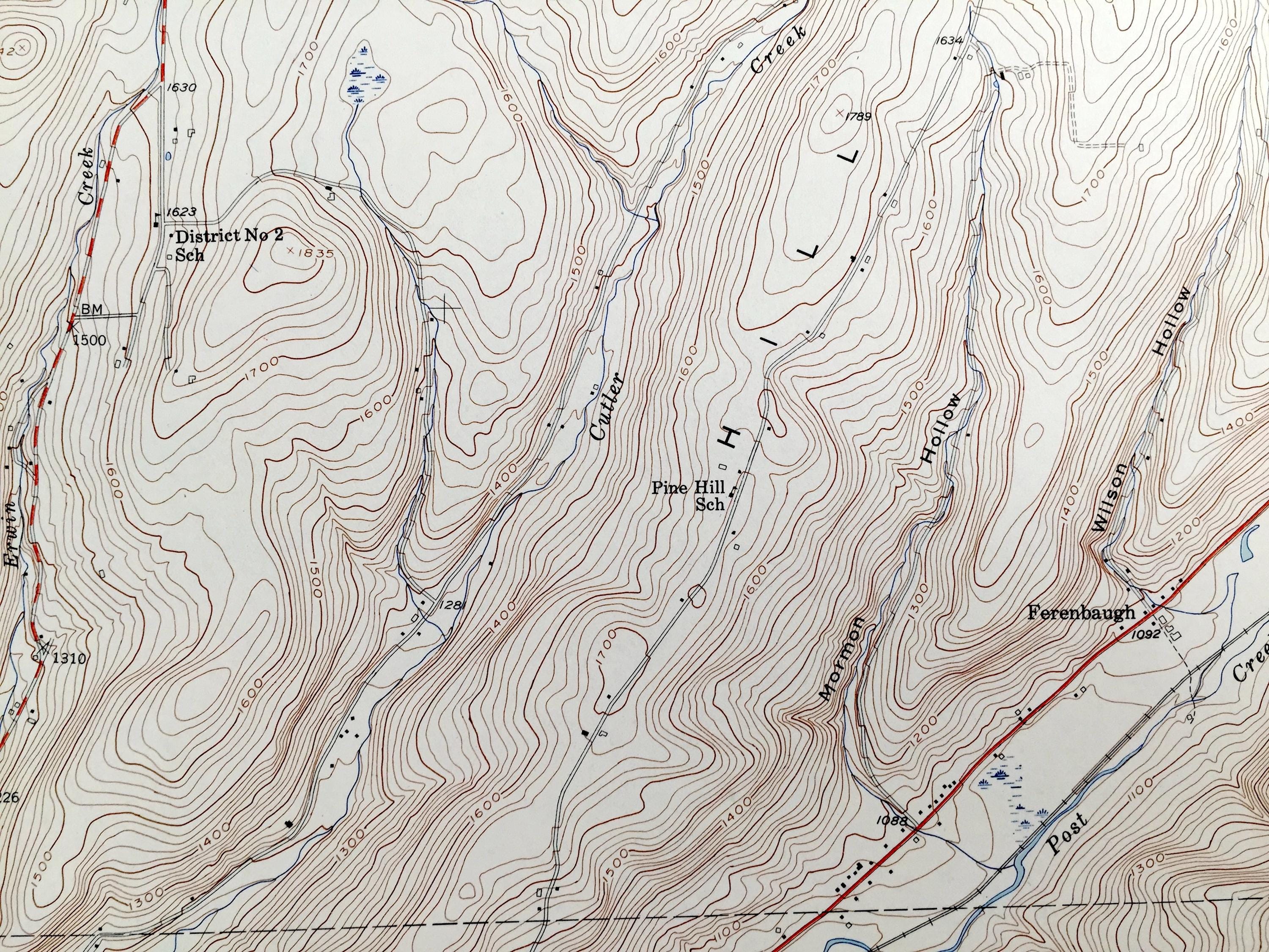 Antique Corning, New York 1953 US Geological Survey Topographic Map ...