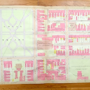 Antike Logan Square, Philadelphia, Pennsylvania 1908 Elvino V Smith Atlas Karte – Zentrum Stadt, Rathaus, Rittenhouse East, PA PHL