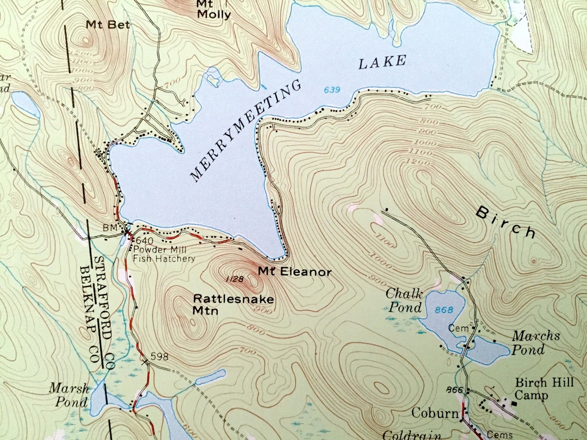 Antique Merrymeeting Lake New Hampshire 1957 US Geological Etsy