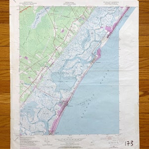 Antique Sea Isle City, Nueva Jersey 1952 Mapa topográfico del Servicio Geológico de EE. UU. - Condado de Cape May, Dennis, Ocean City, Strathmere Shore Beach NJ
