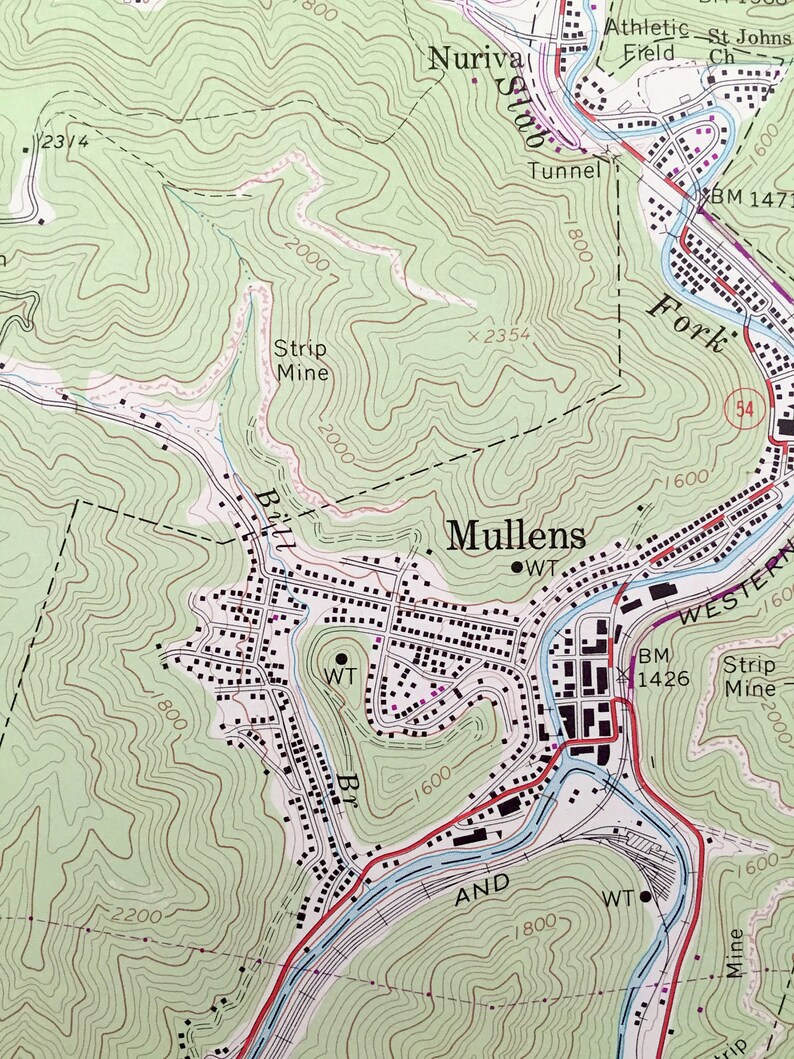Antique Mullens West Virginia 1967 US Geological Survey Etsy