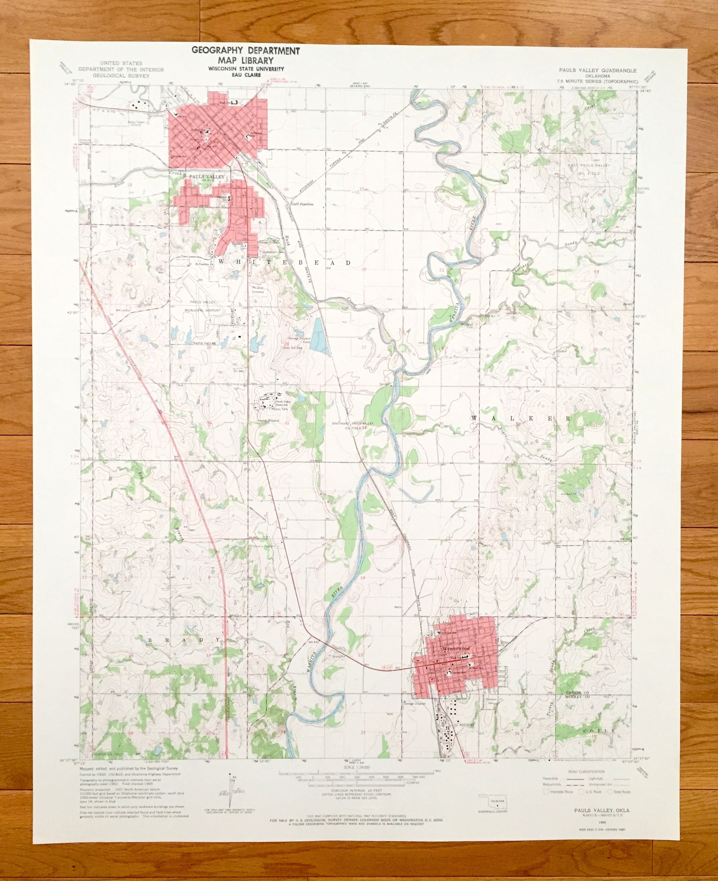 Antique Pauls Valley Oklahoma 1965 US Geological Survey Etsy