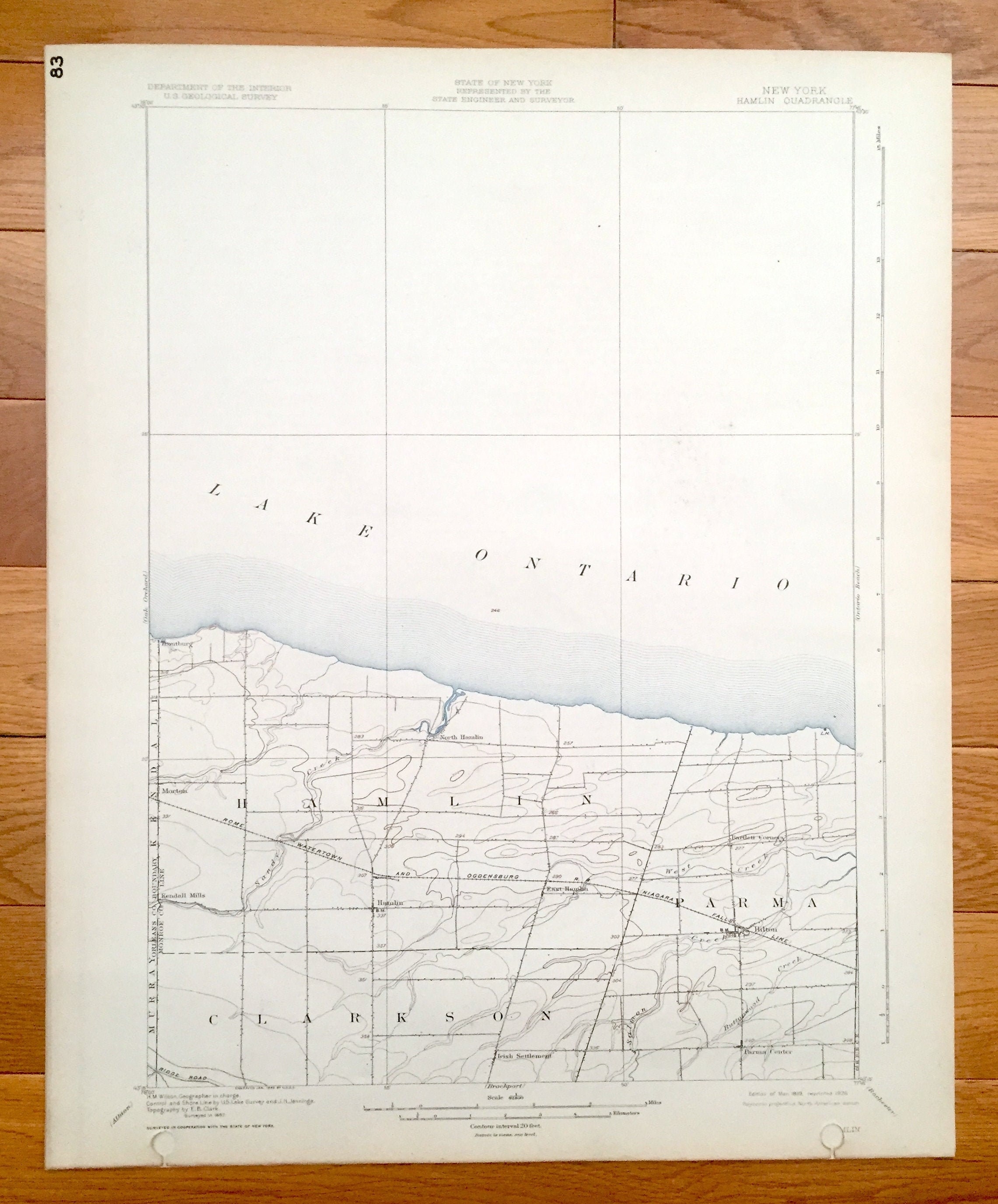 Antique Hamlin New York 1899 US Geological Survey Topographic Etsy