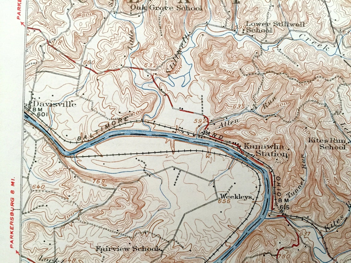 Antique Elizabeth West Virginia 1926 US Geological Survey Etsy