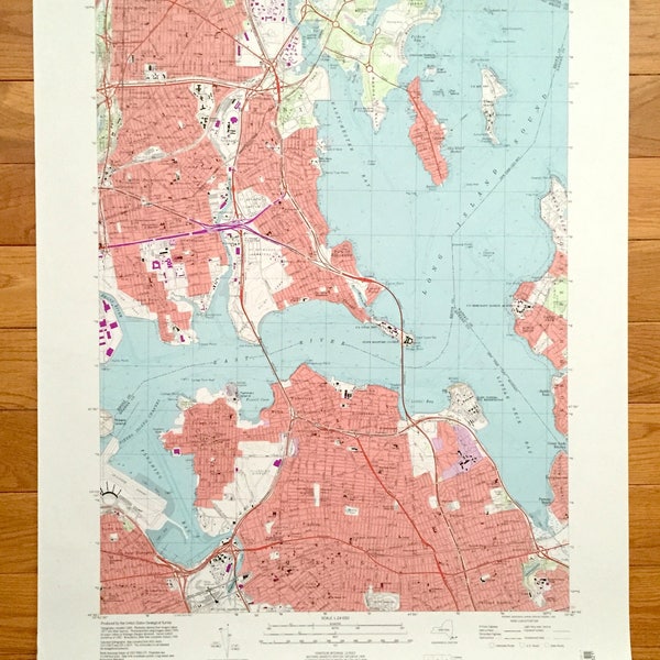 Antique Flushing, Queens, New York City 1995 US Geological Survey Topographic Map – Bronx, Hempstead, Corona Clason Point Malba Bronxdale NY