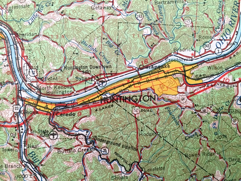 Antique Huntington West Virginia 1957 US Geological Survey Etsy