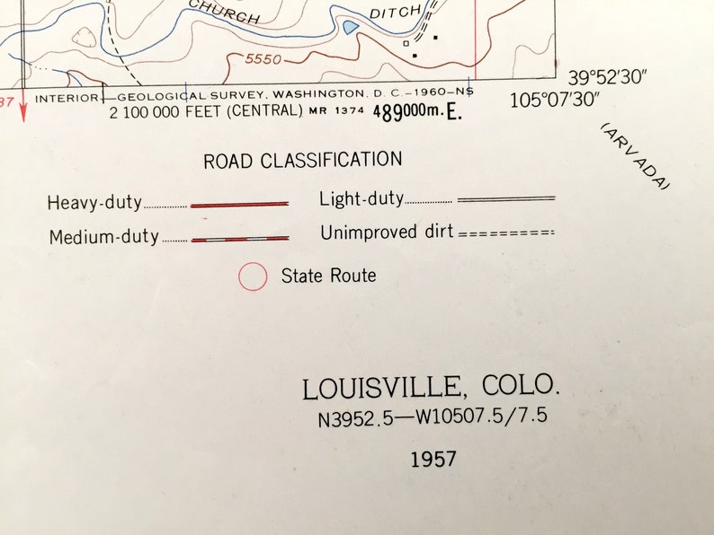 Jefferson County CO Denver Superior Boulder Marshall Antique Louisville Colorado 1957 US Geological Survey Topographic Map \u2013 Boulder