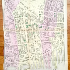 Antike 1871 Portland, Maine Karte von F.W. Beers Atlas von Cumberland County – Downtown, West End, Libbytown, Parkside, Fore River, Old Port