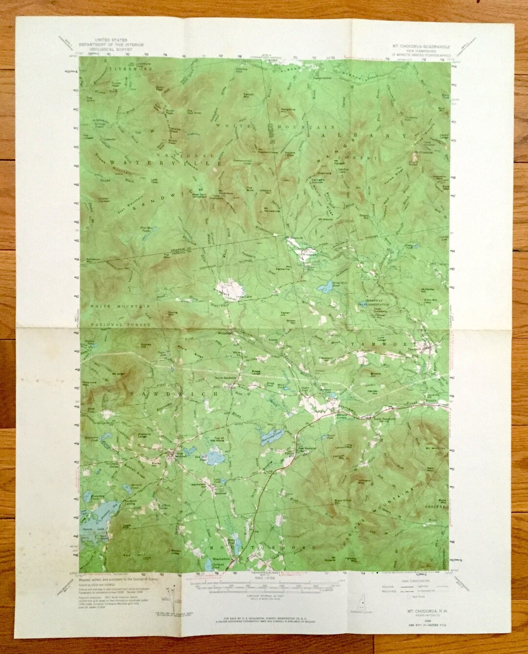 Antique Sandwich New Hampshire 1958 US Geological Survey Etsy España