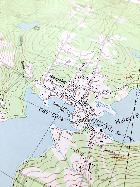 Antique Rangeley Lake, Maine 1984 US Geological Survey Topographic