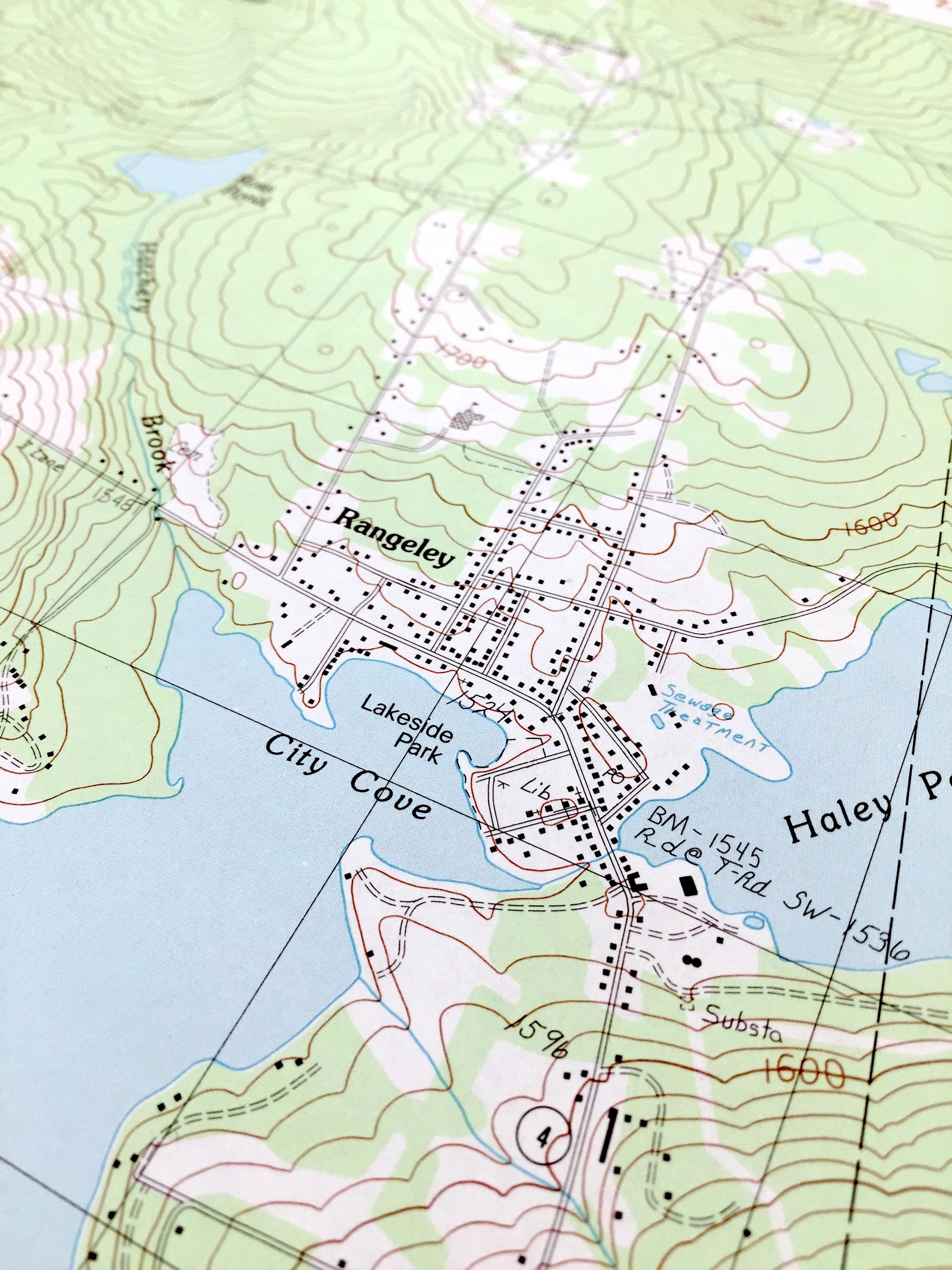 Antique Rangeley Lake, Maine 1984 US Geological Survey Topographic