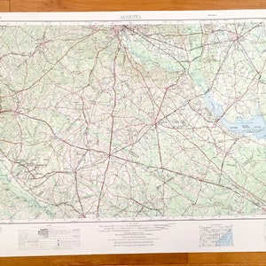 Mapa topográfico do US Geological Survey antigo de Augusta, Geórgia 1957 - Carolina do Sul, Aiken, Graniteville, Warrenville, Bath, City GA