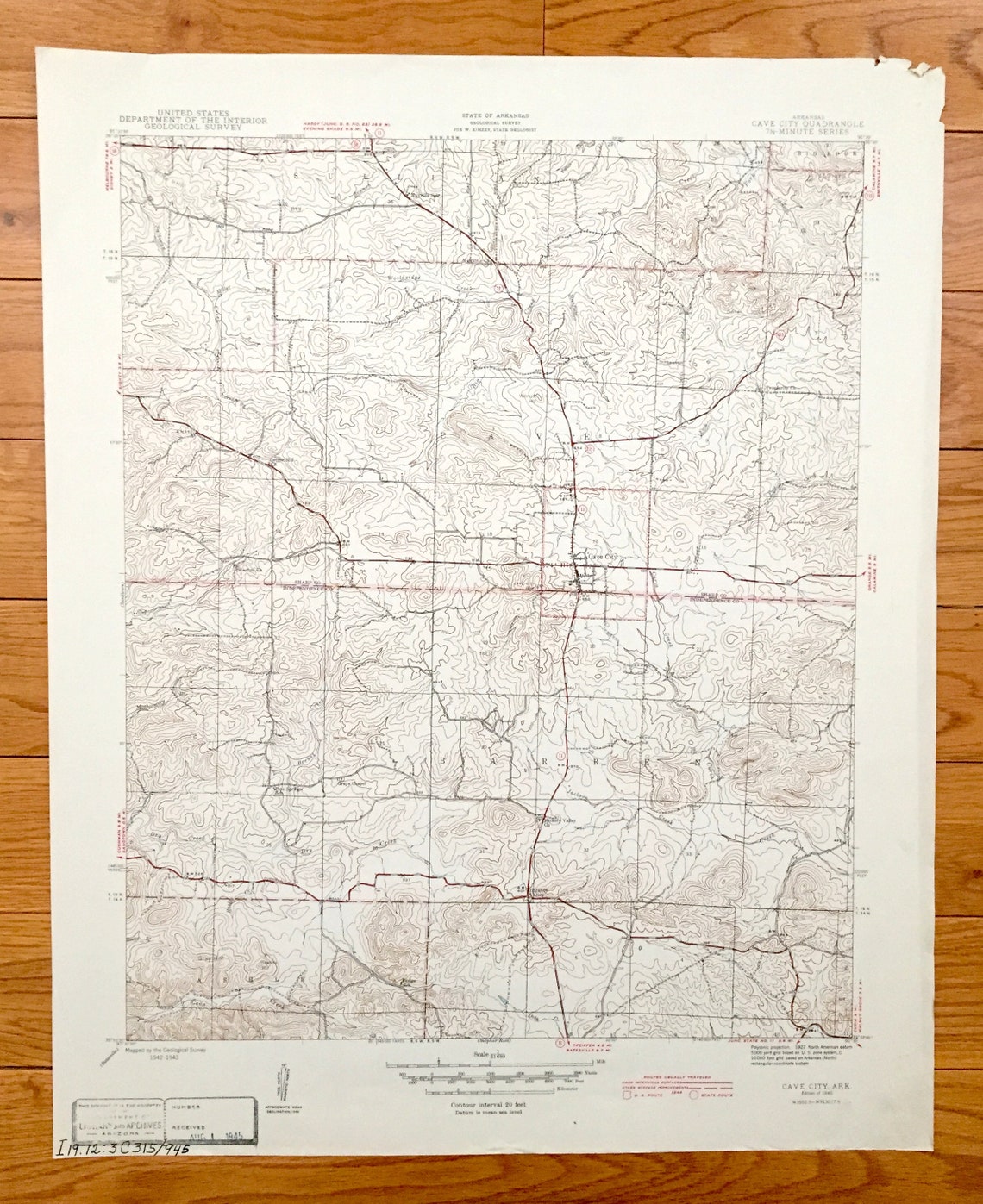 Antique Cave City Arkansas 1945 US Geological Survey Etsy