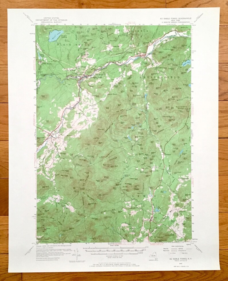 Antique Au Sable Forks New York 1953 US Geological Survey Etsy