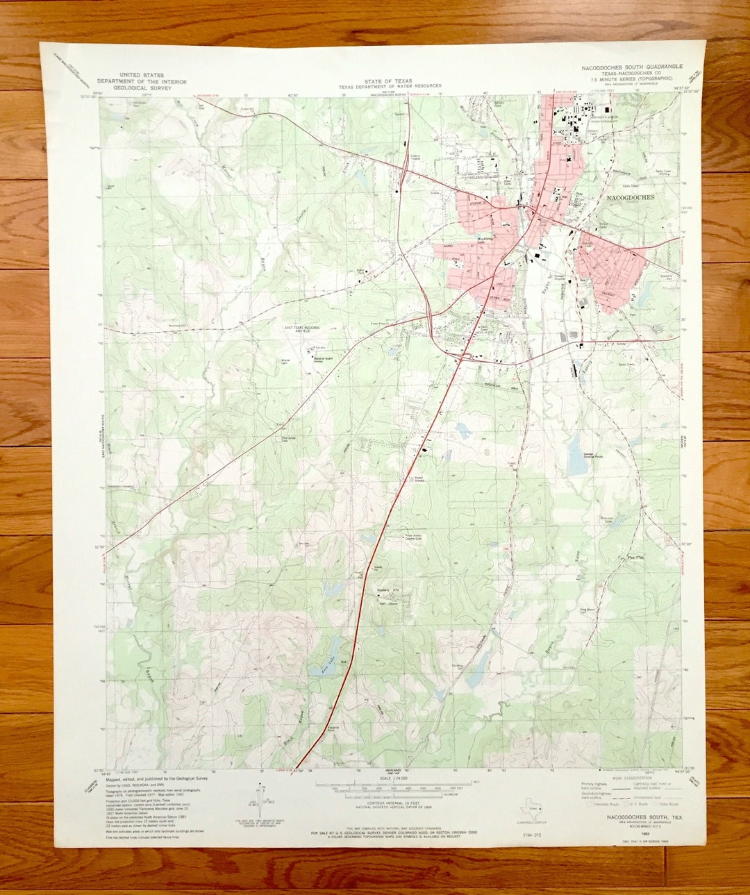 Antique Nacogdoches South Texas 1983 US Geological Survey pic