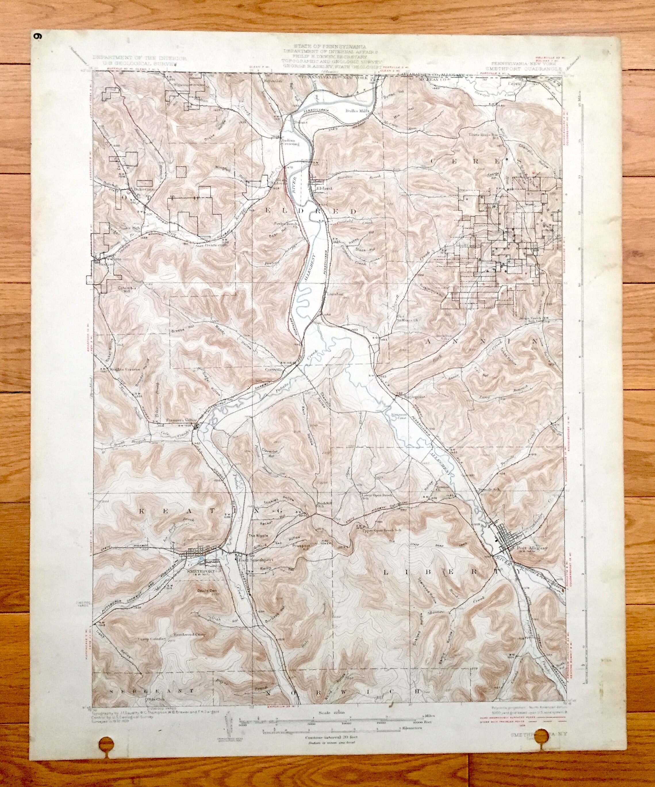 Antique Smethport Pennsylvania 1937 US Geological Survey Etsy