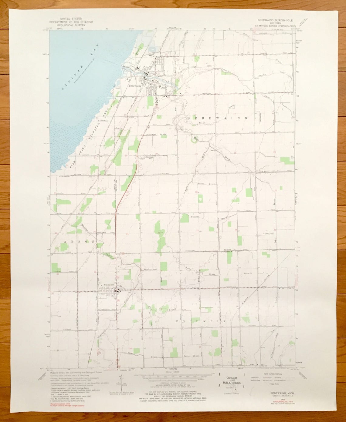 Antique Sebewaing Michigan 1963 US Geological Survey Etsy