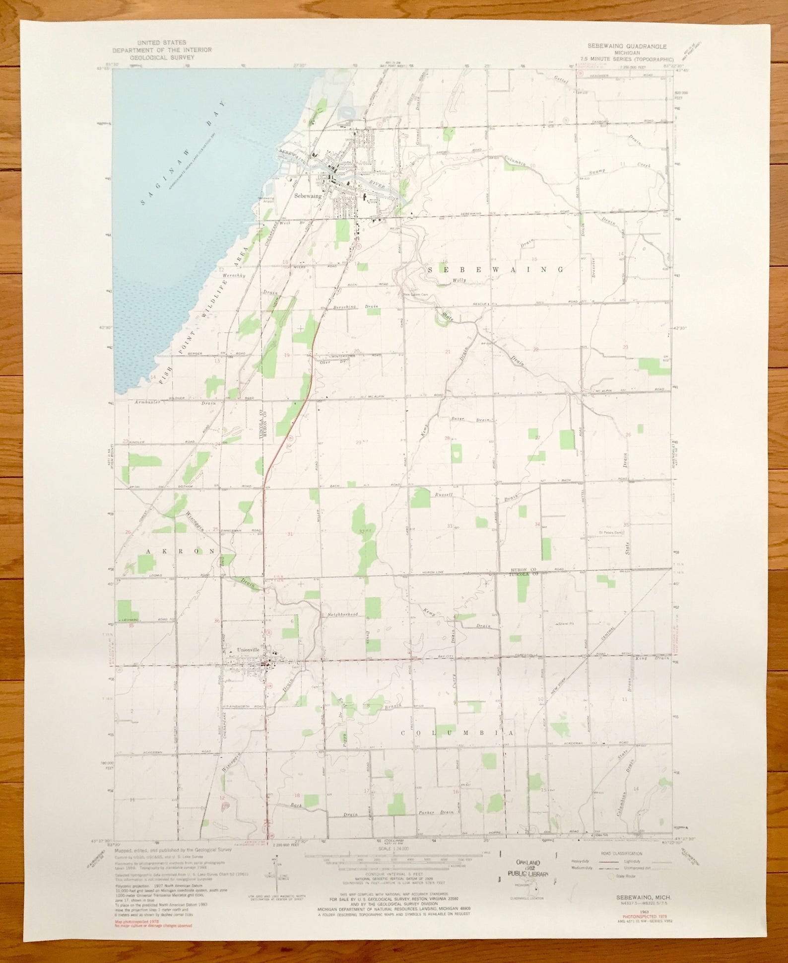 Antique Sebewaing Michigan 1963 US Geological Survey Etsy