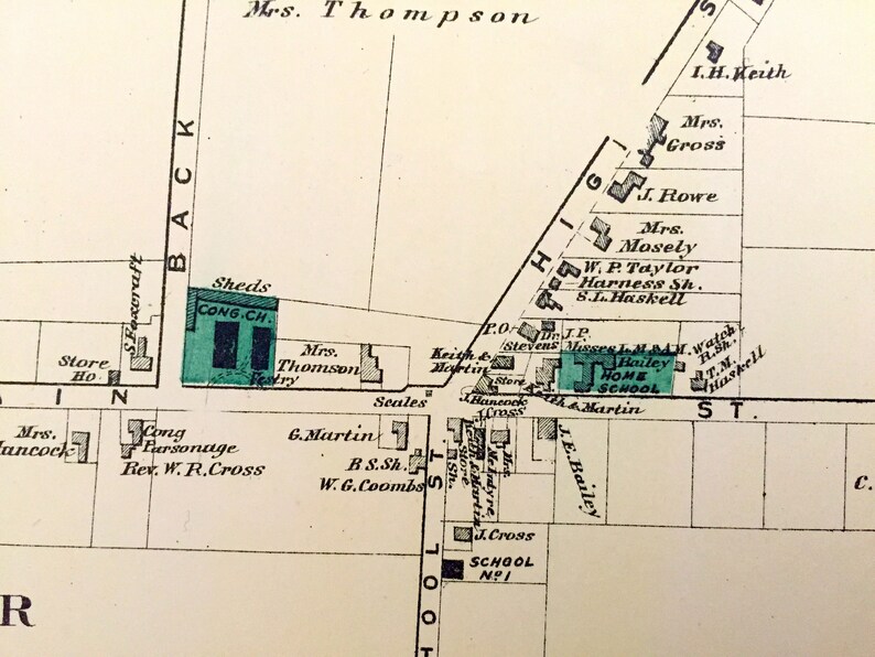 Antique 1871 New Gloucester Maine Map From F.W. Beers Atlas Etsy