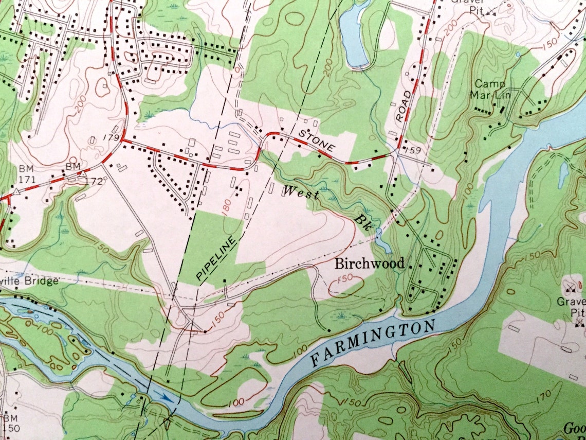 Antique Windsor Locks Connecticut 1964 US Geological Survey Etsy