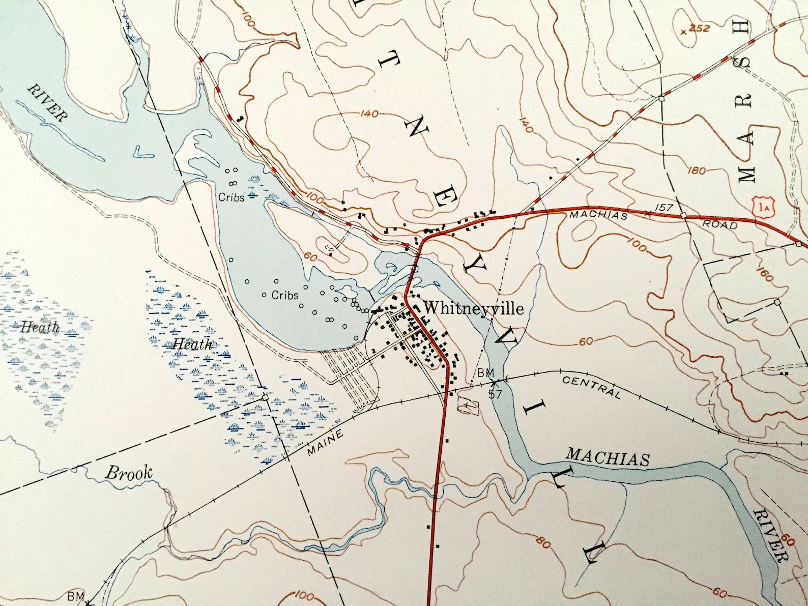 Antique Whitneyville Maine 1951 US Geological Survey Etsy UK