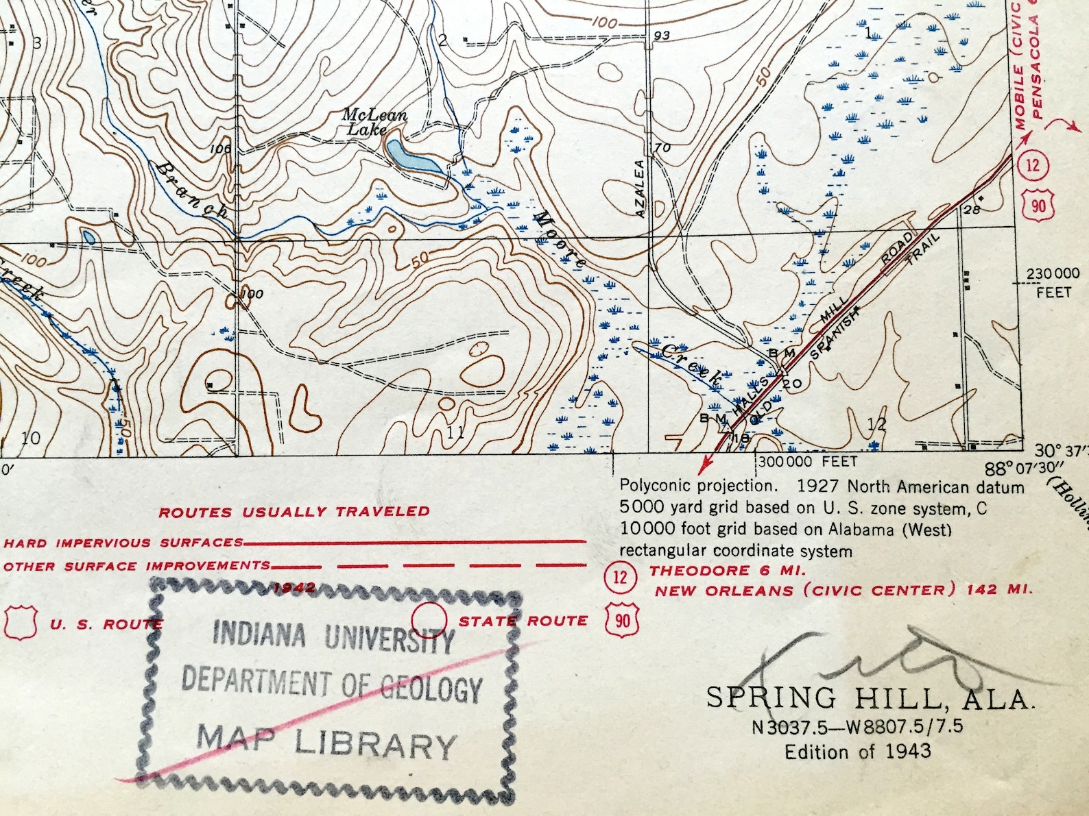 Antique Spring Hill Alabama 1943 US Geological Survey - Etsy