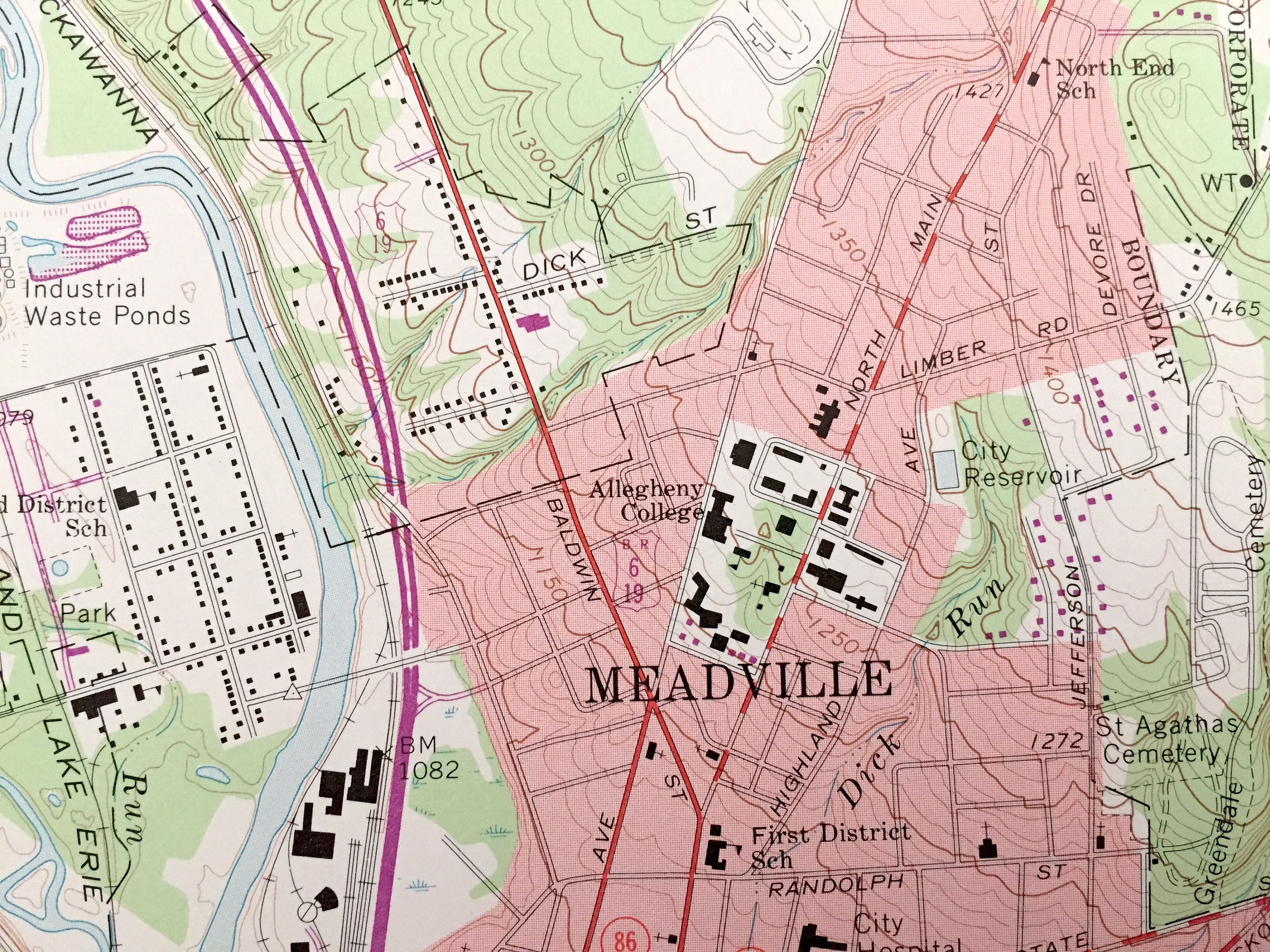 Antique Meadville Pensilvania 1968 Us Geological Survey Map Etsy