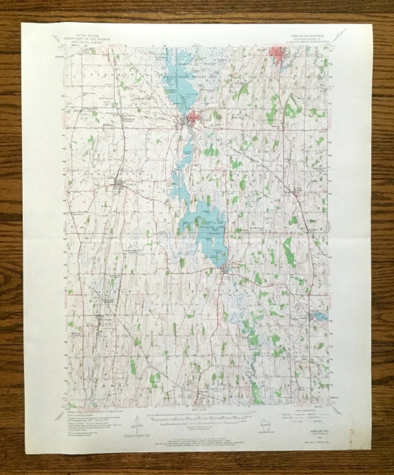 Antique Horicon, Wisconsin 1955 US Geological Survey Topographic
