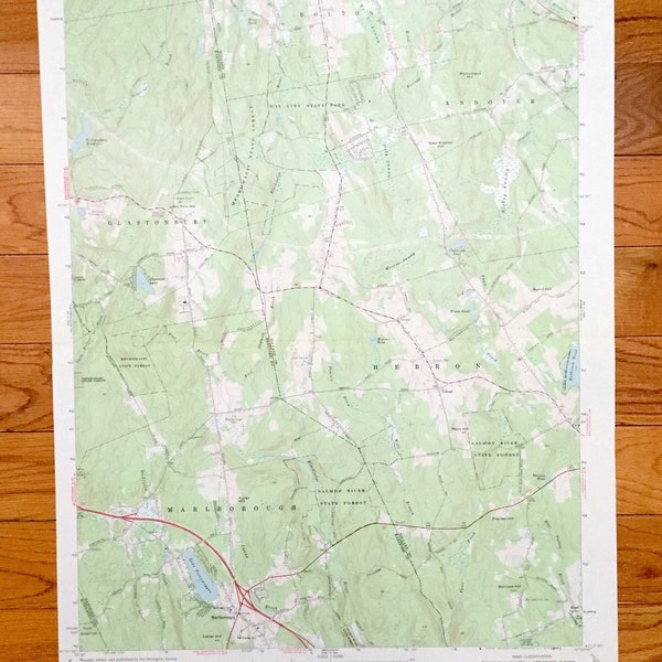 Antique Marlborough, Connecticut 1967 US Geological Survey Topographic Map – Glastonbury, Andover, Hebron, Bolton, Marlboro, Manchester, CT