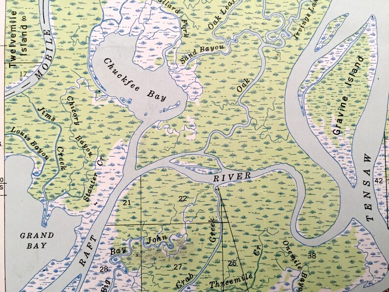 Antique Bay Alabama 1941 US Geological Survey Etsy