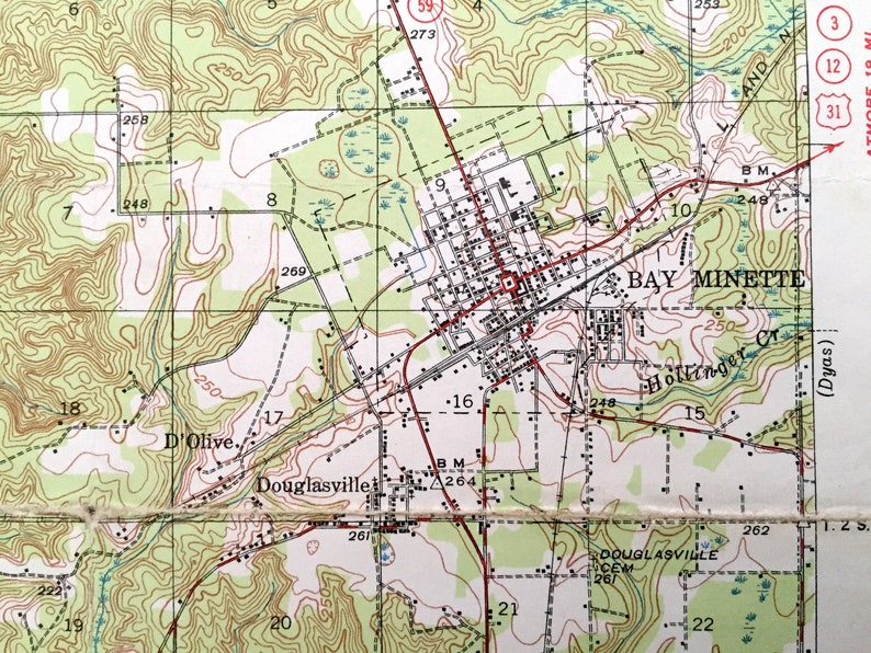 Antique Bay Alabama 1941 US Geological Survey Etsy