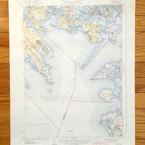 Antique Buzzards Bay, Massachusetts 1941 US Geological Survey Toptopic Map – Onset, Bourne, Wareham, Marion, Falmouth, Mattapoisett, MA