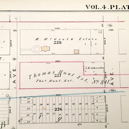 Antique Sunset Park, Brooklyn 1880 GM Hopkins Atlas Map – New York City, shops Army Terminal, Gowanus Canal, NYU Langone Hospital Bay Ridge NY nyc