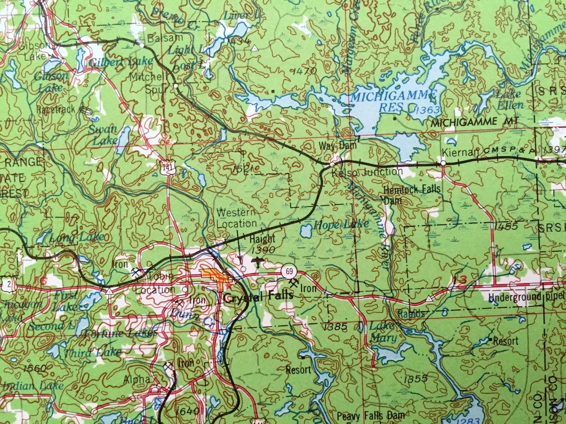 Antique Iron River Michigan 1961 US Geological Survey Etsy France