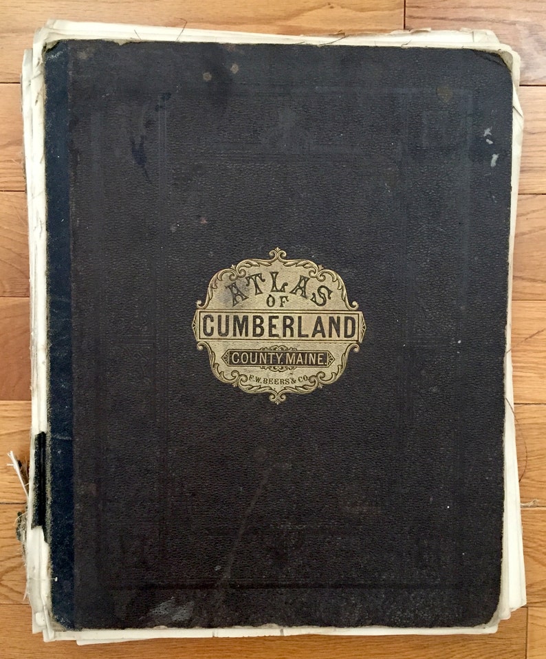 Antique 1871 New Gloucester Maine Map From F.W. Beers Atlas Etsy