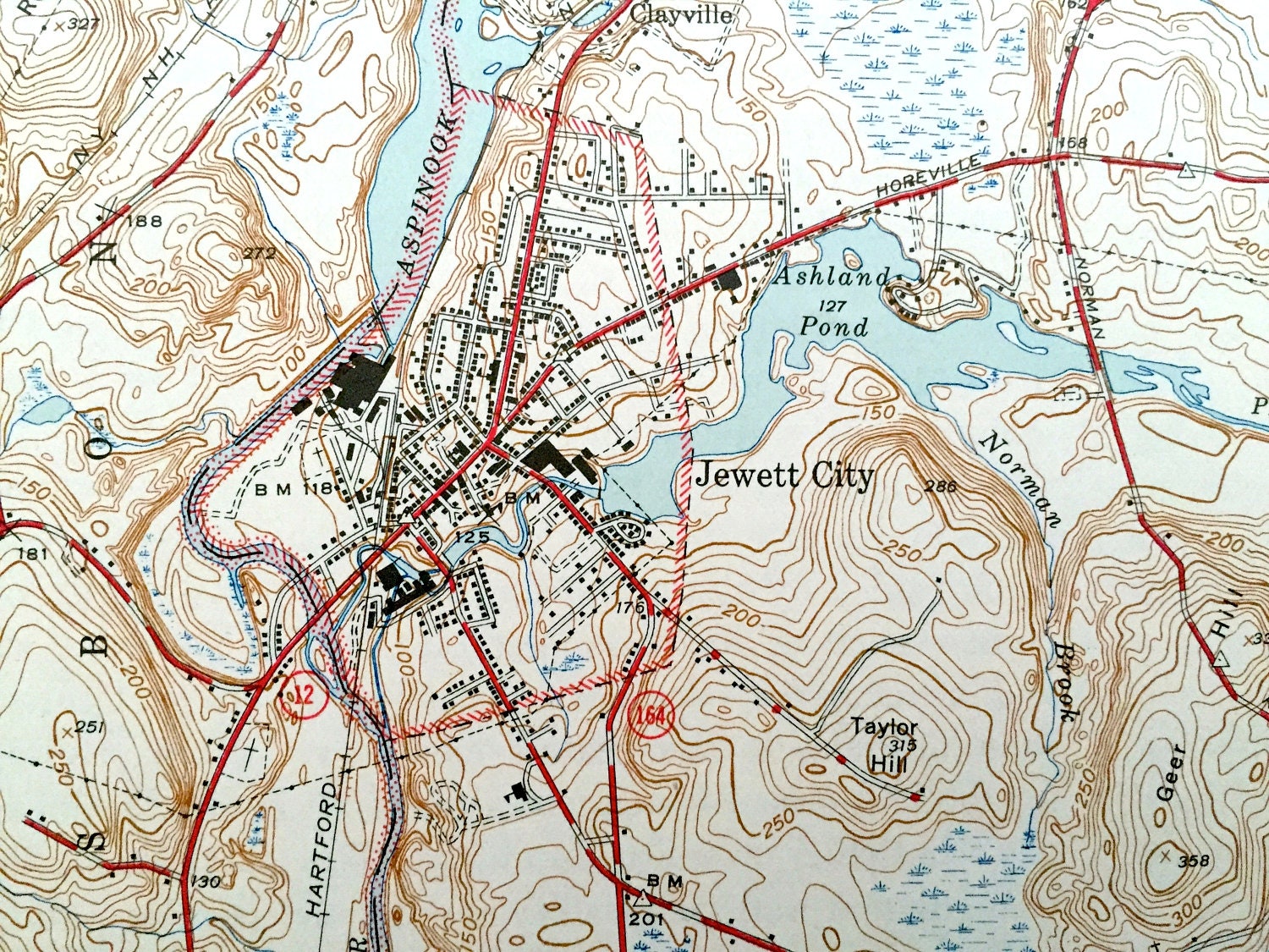 Antique Jewett City Connecticut 1944 US Geological Survey Etsy